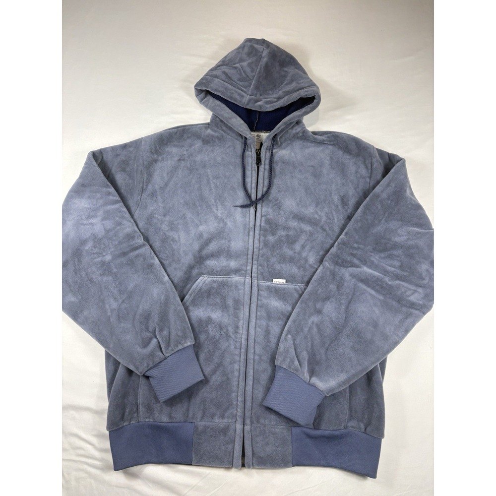 VTG Carhartt 763 Velour Full Zip Hoodie Sweatshirt Jacket Mens L Gray USA 90s